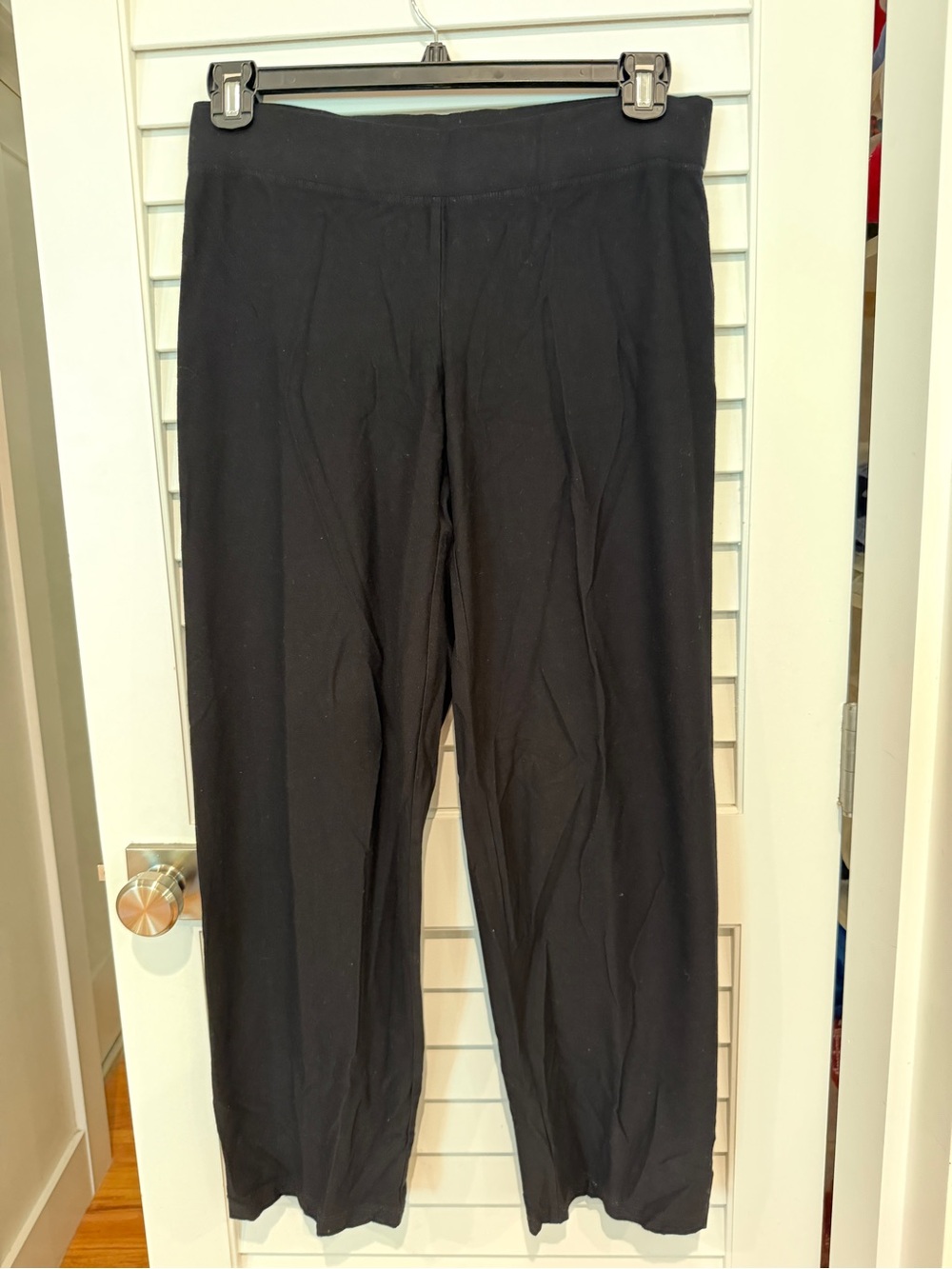 Eileen Fisher Black Stretch Crepe Pull-On Pants Size PM M Petite Straight Leg